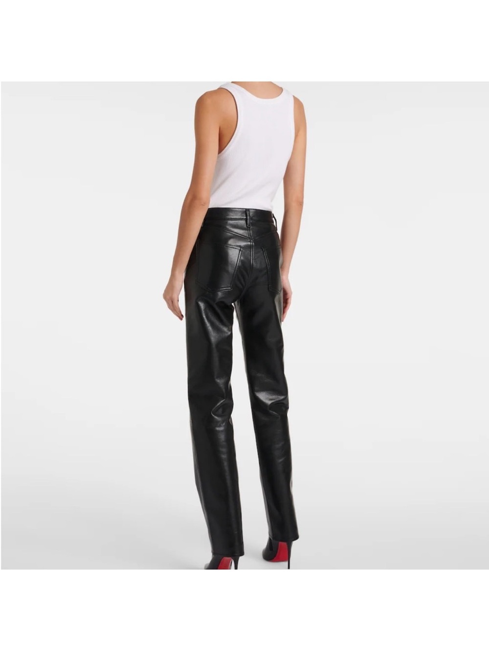 Agolde Black Faux Leather Straight-Leg Pants